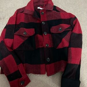 Flannel cropped jacket